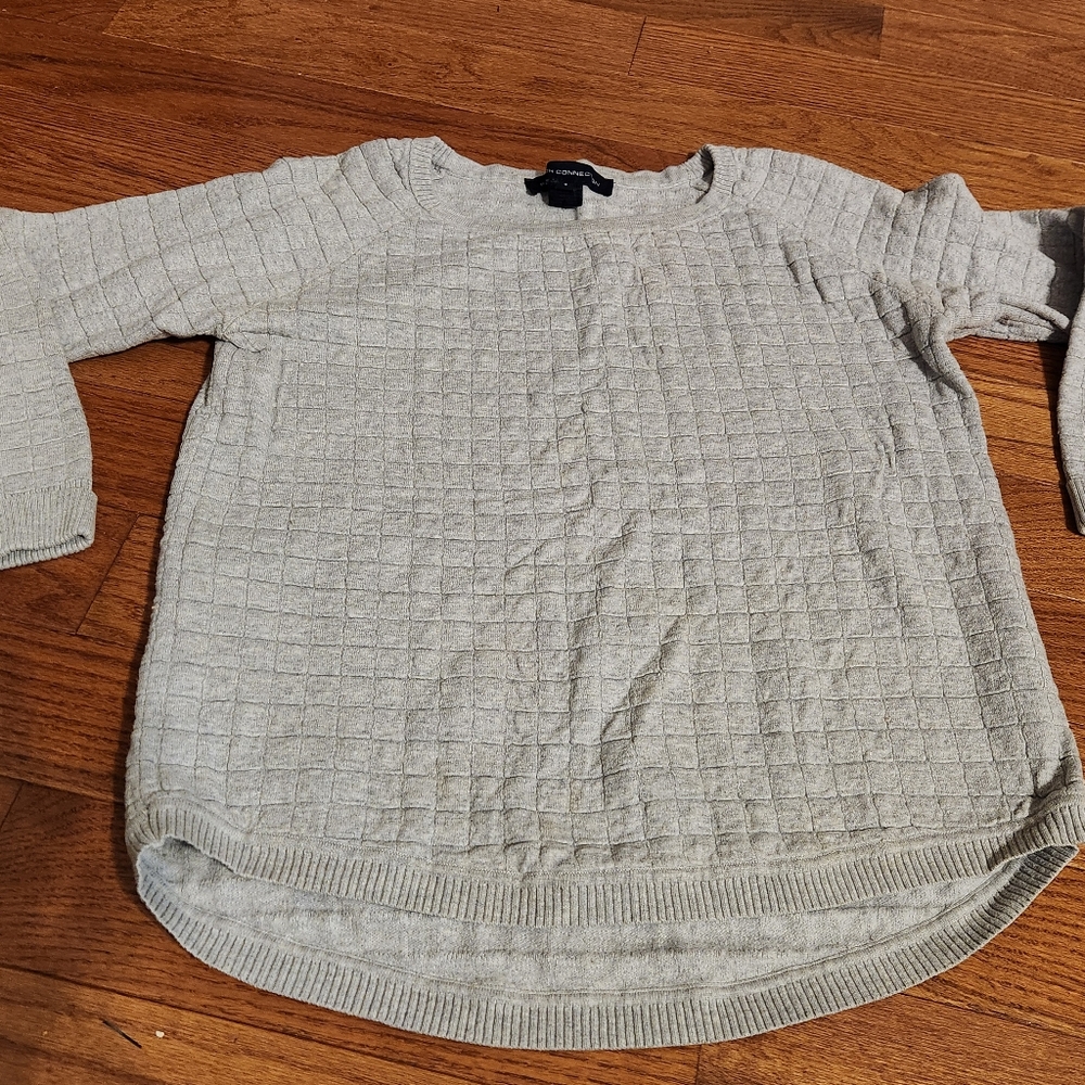 French Connection Light Gray Textured - Waffle Look Sweatshirt